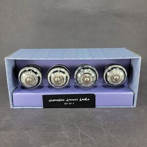 Home Essentials Drawer Pull Knobs Round Black White Silver Set of 4